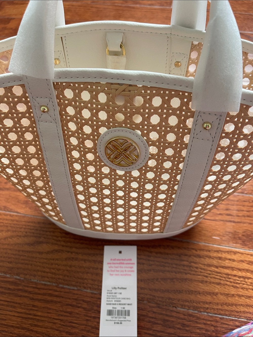 Lilly Pulitzer White and Natural Woven Tote